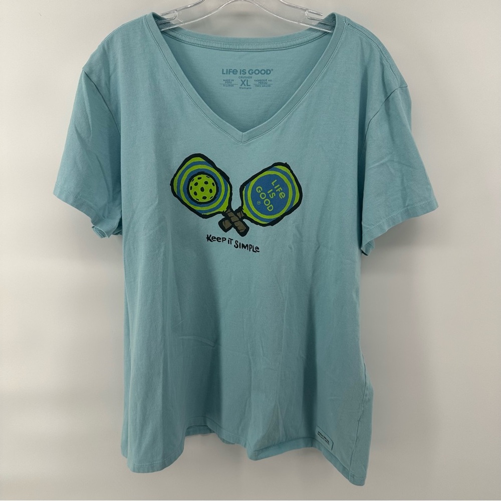 Life is Good Pickleball Keep it simple blue short sleeve tshirt casual XL cotton